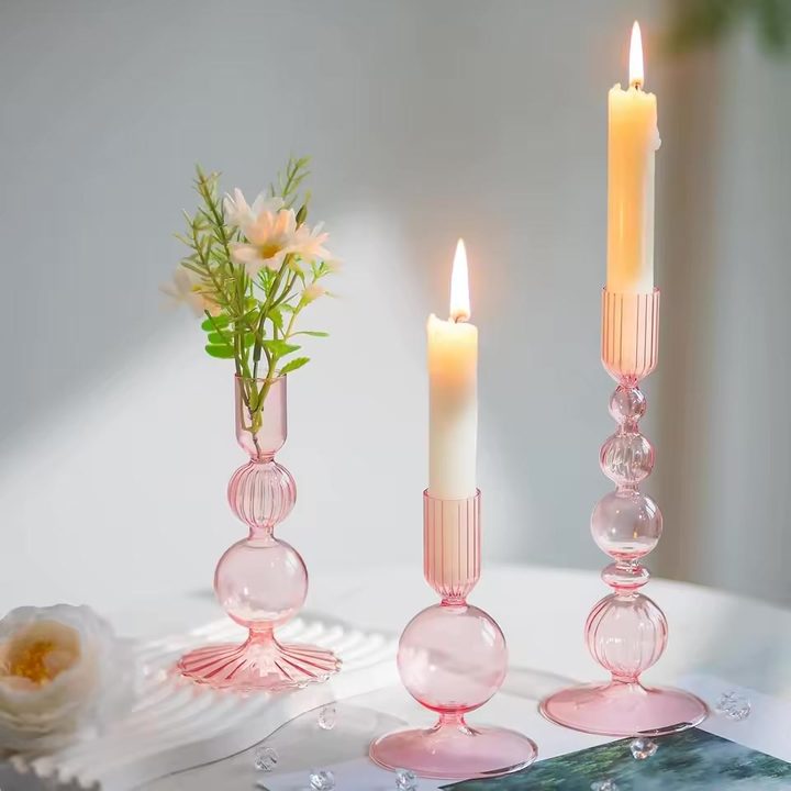 Wavy glass taper candle holders (set of 3) (seller photo from the AliExpress listing)